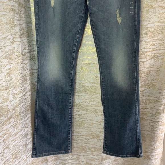 GUESS Dark Gold Rush Wash Distressed Bootcut Jeans Size 32 - Picture 4 of 12